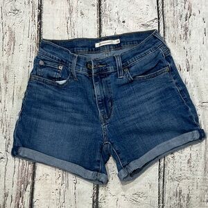 Levis Blue Denim Mid Length Shorts Womens Summer Beach Vacation